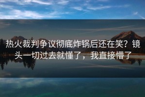 热火裁判争议彻底炸锅后还在笑？镜头一切过去就懂了，我直接懵了