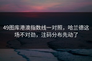 49图库港澳指数线一对照，哈兰德这场不对劲，注码分布先动了