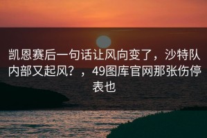凯恩赛后一句话让风向变了，沙特队内部又起风？，49图库官网那张伤停表也