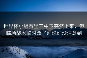 世界杯小组赛里三中卫突然上来，但临场战术临时改了别说你没注意到