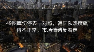 49图库伤停表一对照，韩国队热度飙得不正常，市场情绪反着走
