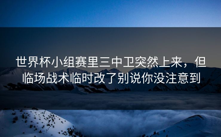 世界杯小组赛里三中卫突然上来，但临场战术临时改了别说你没注意到