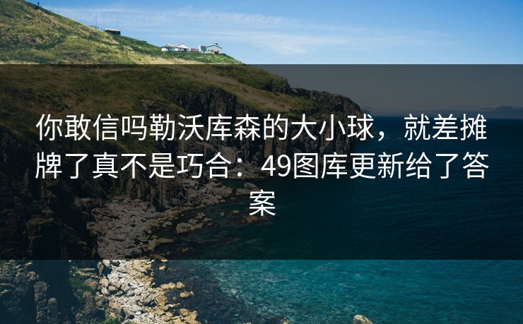 你敢信吗勒沃库森的大小球，就差摊牌了真不是巧合：49图库更新给了答案