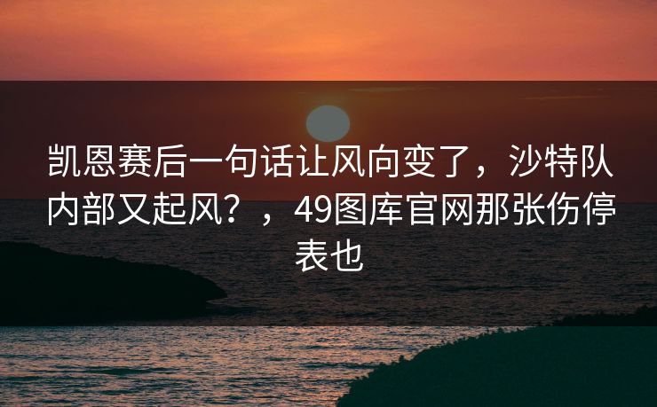 凯恩赛后一句话让风向变了,沙特队内部又起风?,49图库官网那张伤停表也 凯恩赛后一句话让风向变了,沙特队内部又起风?,49图库官网那张伤停表也